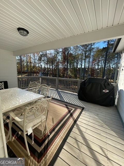 deck featuring grilling area