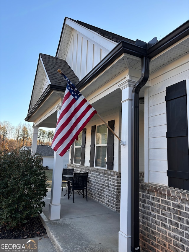 view of home's exterior with covered porch