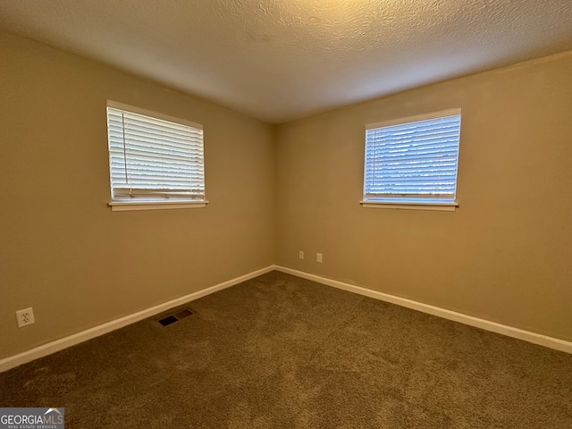 spare room with carpet floors and a textured ceiling