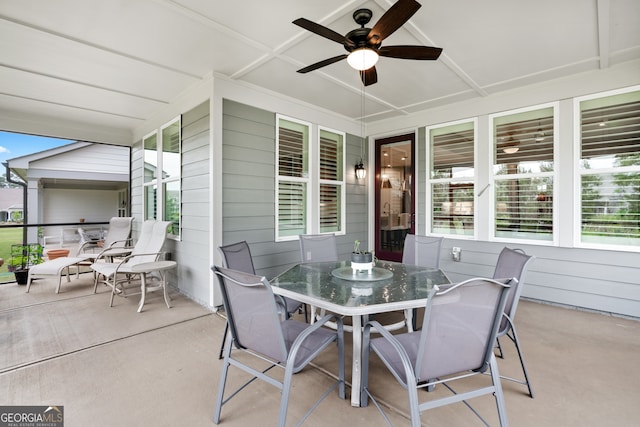 view of patio with ceiling fan