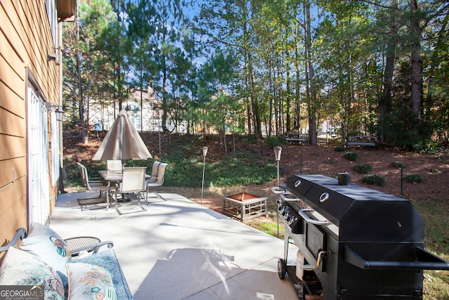 view of patio / terrace featuring a grill