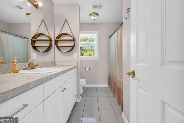 bathroom with tile patterned floors, vanity, and toilet