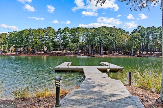 view of dock featuring a water view