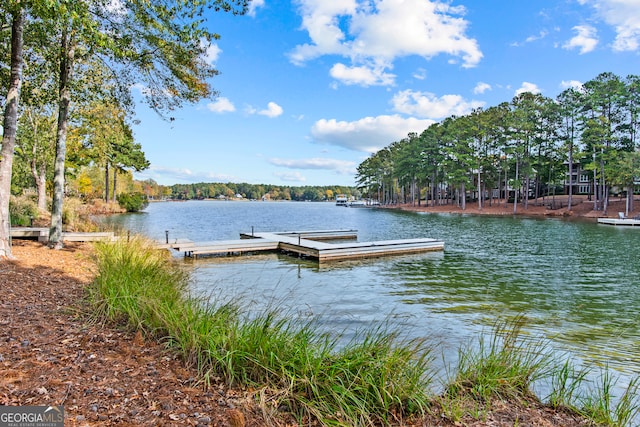 view of dock featuring a water view