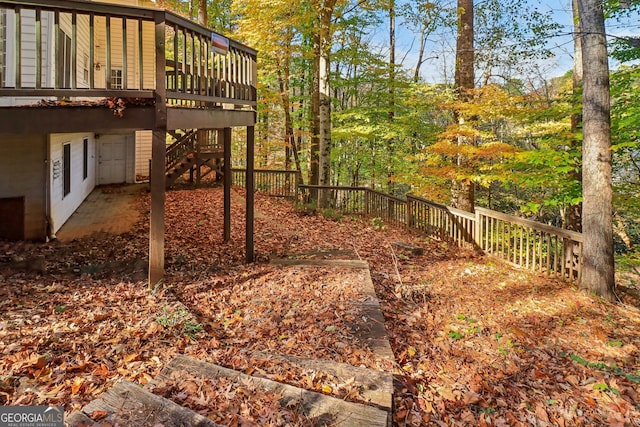 view of yard with a deck