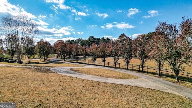 view of community with a rural view