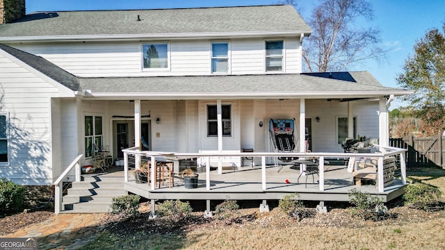 rear view of house with a deck