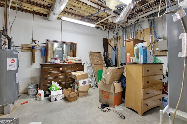 storage room featuring electric water heater