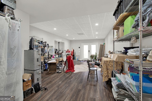 misc room featuring hardwood / wood-style floors and french doors