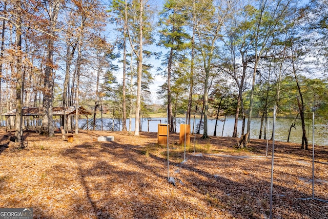 view of yard with a water view