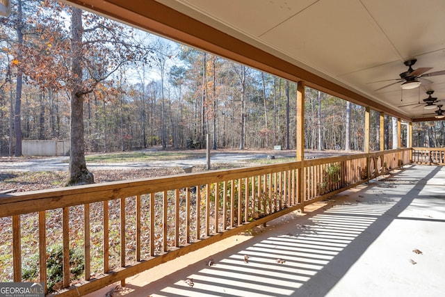 deck featuring ceiling fan