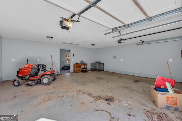 garage with a garage door opener