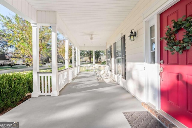 view of patio / terrace with ceiling fan