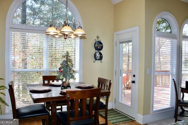 dining area with a chandelier