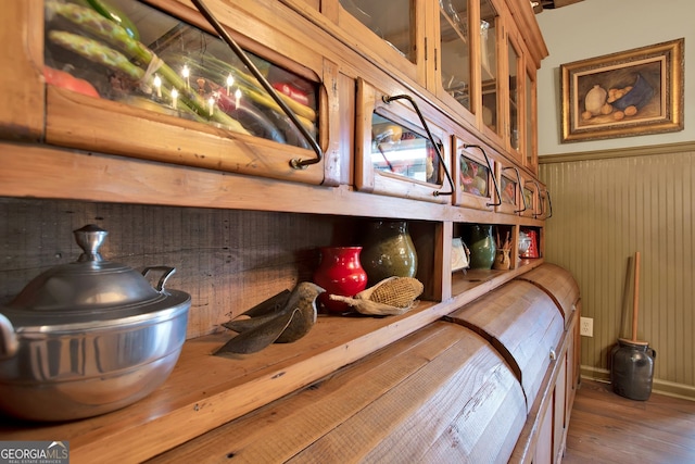 room details featuring wood walls