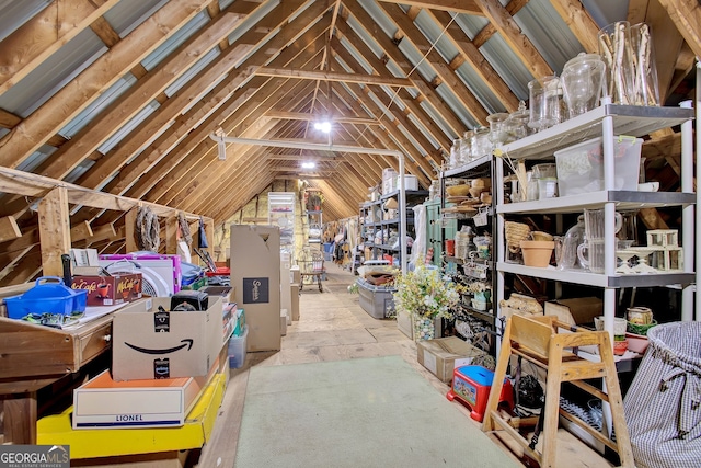 view of unfinished attic