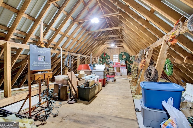 view of unfinished attic