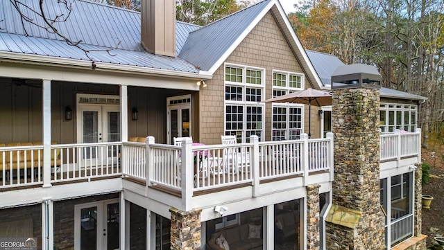 back of house with french doors