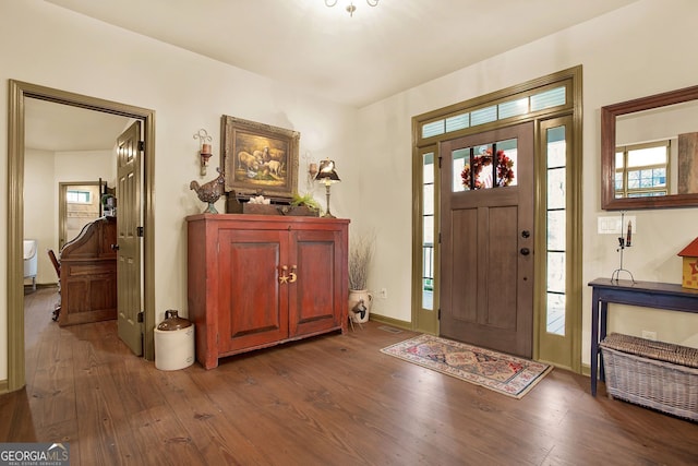 entryway featuring dark hardwood / wood-style flooring