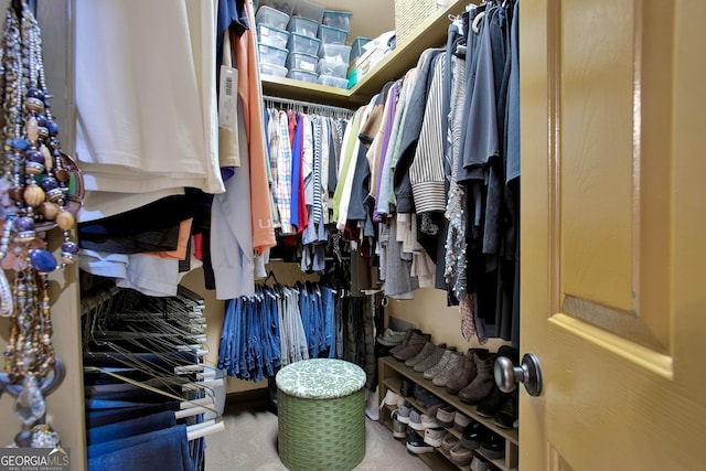 spacious closet with carpet flooring