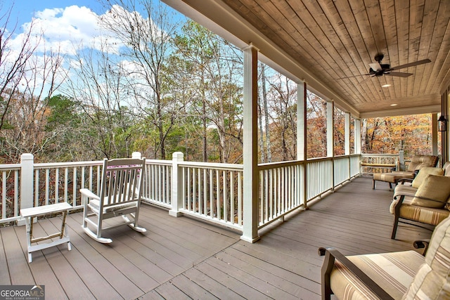 deck with ceiling fan