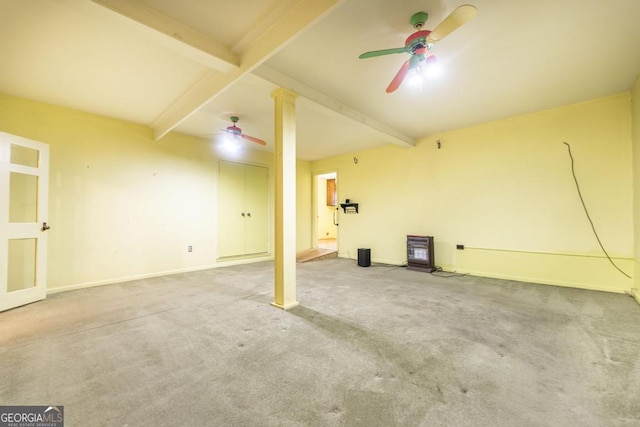 6909 Forsyth Rd, Macon, GA 31210 - below grade area with ceiling fan and carpet