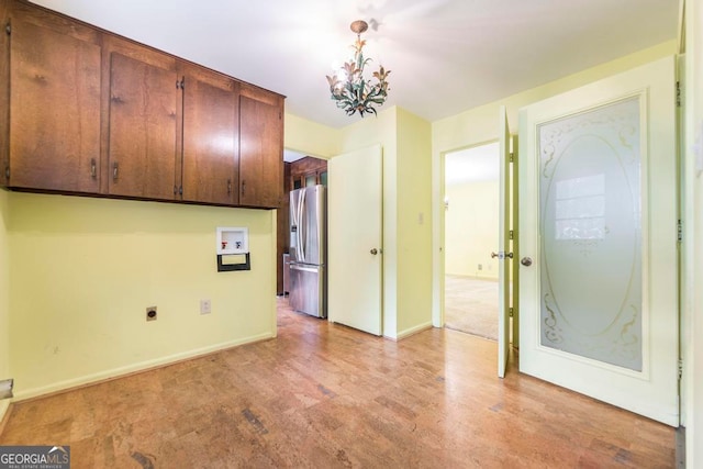 interior space featuring an inviting chandelier