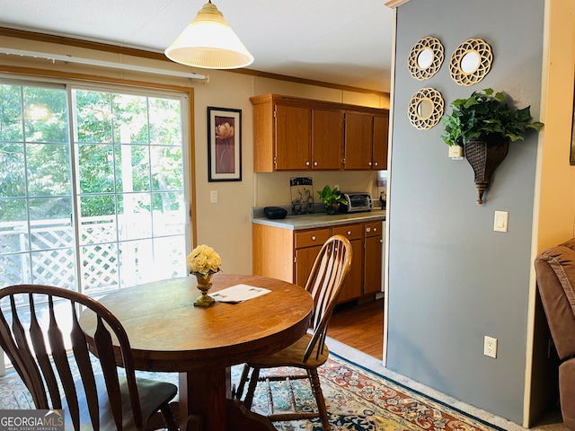 dining space featuring light hardwood / wood-style floors