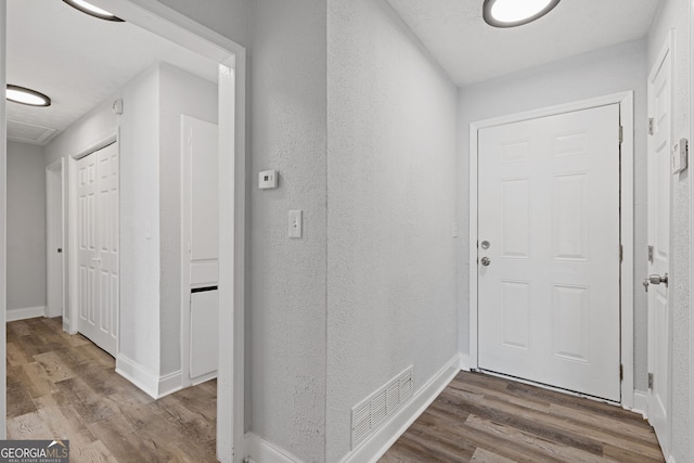 entrance foyer featuring wood-type flooring