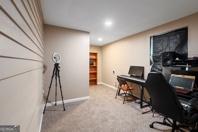 view of carpeted office space