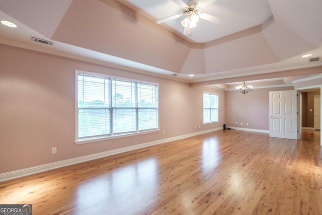 2505 Westchester Way, Conyers, GA 30013 - unfurnished room featuring a chandelier, baseboards, recessed lighting, wood finished floors, and a raised ceiling