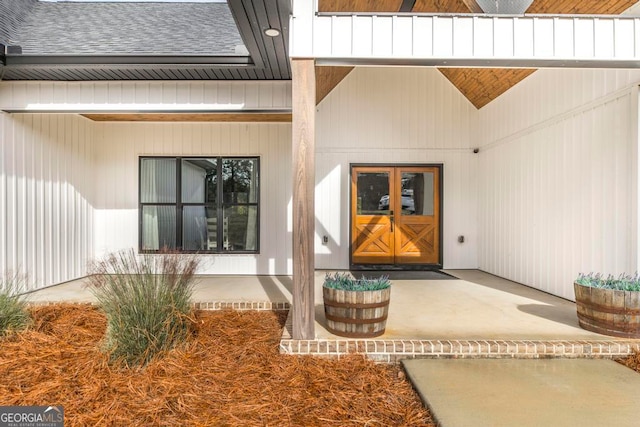 doorway to property with french doors