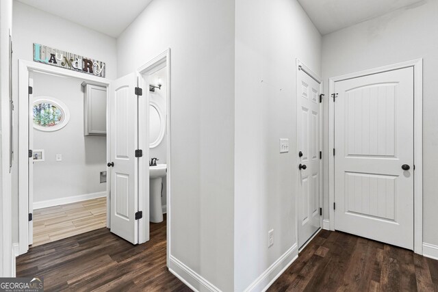 hall featuring dark hardwood / wood-style flooring