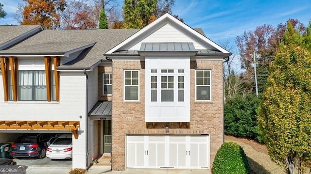 exterior space with a garage