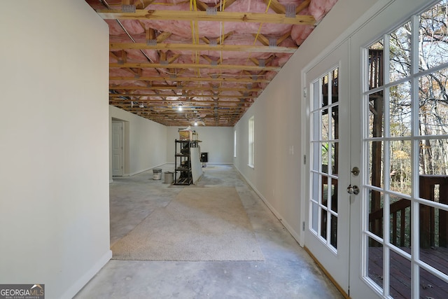 corridor with french doors