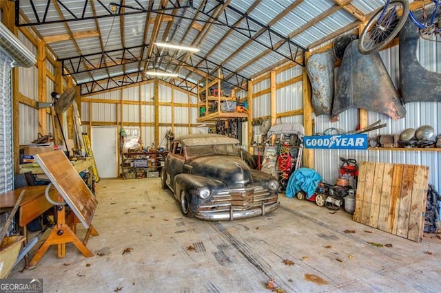 garage featuring metal wall