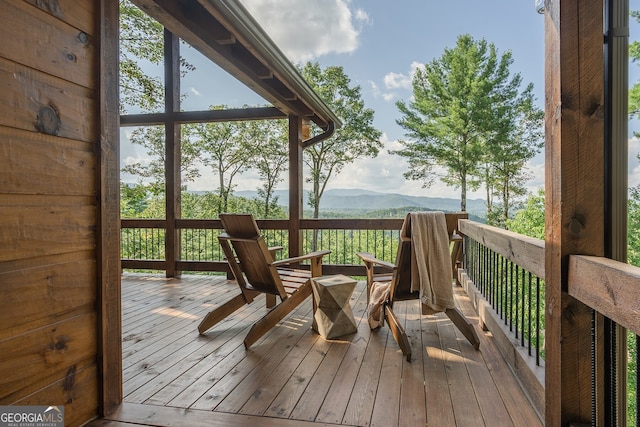 deck featuring a mountain view