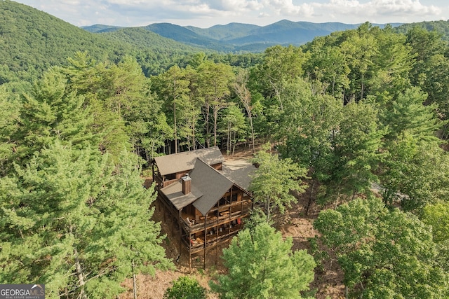 aerial view with a mountain view