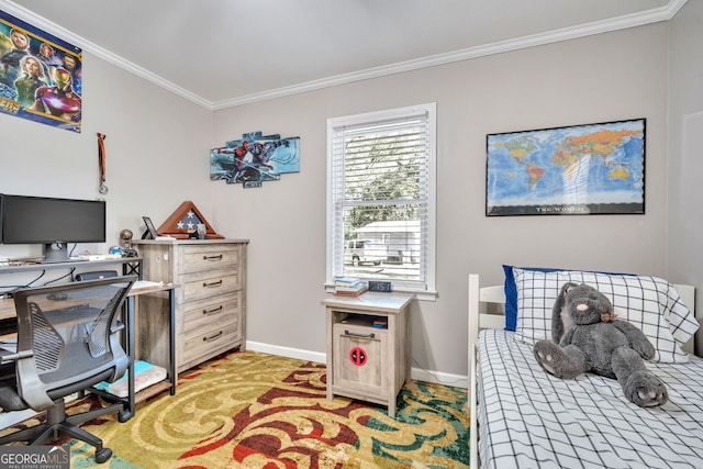 bedroom featuring ornamental molding