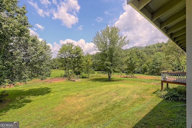 view of yard featuring a deck