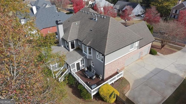 aerial view with a residential view