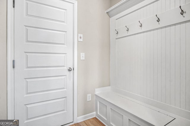 mudroom featuring light wood-type flooring