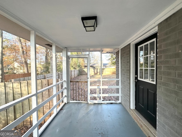 view of unfurnished sunroom