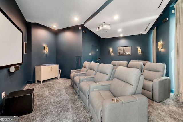 view of carpeted cinema room