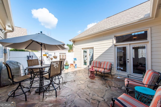 view of patio / terrace featuring area for grilling and french doors