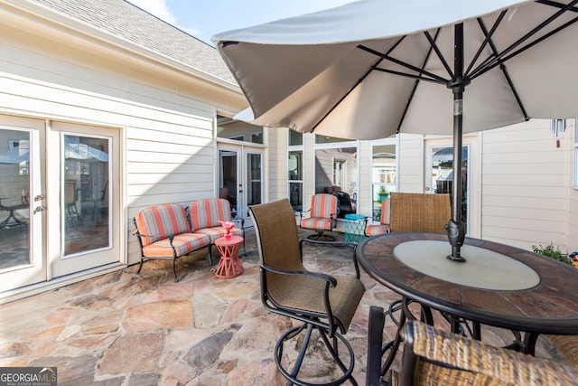 view of patio / terrace featuring french doors