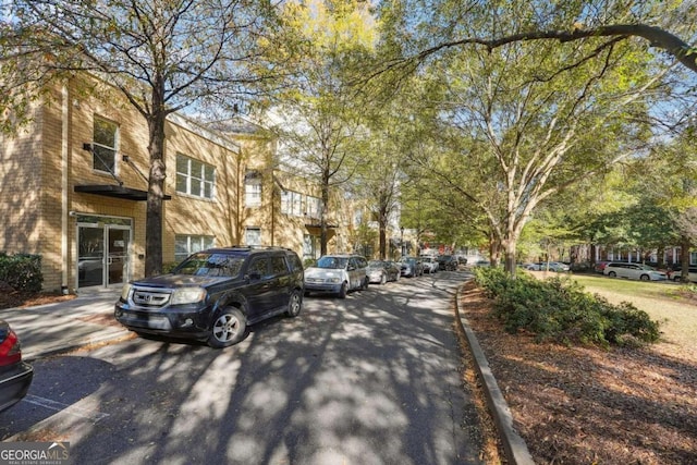 view of street featuring curbs