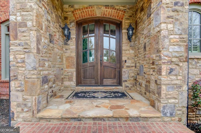 entrance to property with french doors