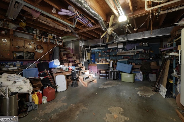 interior space featuring a workshop area