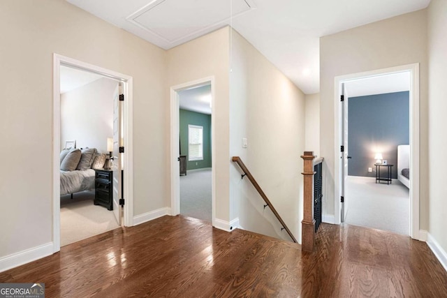 hallway featuring dark hardwood / wood-style flooring